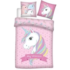 2-tlg.Set: Bettwäsche Einhorn In Rosa