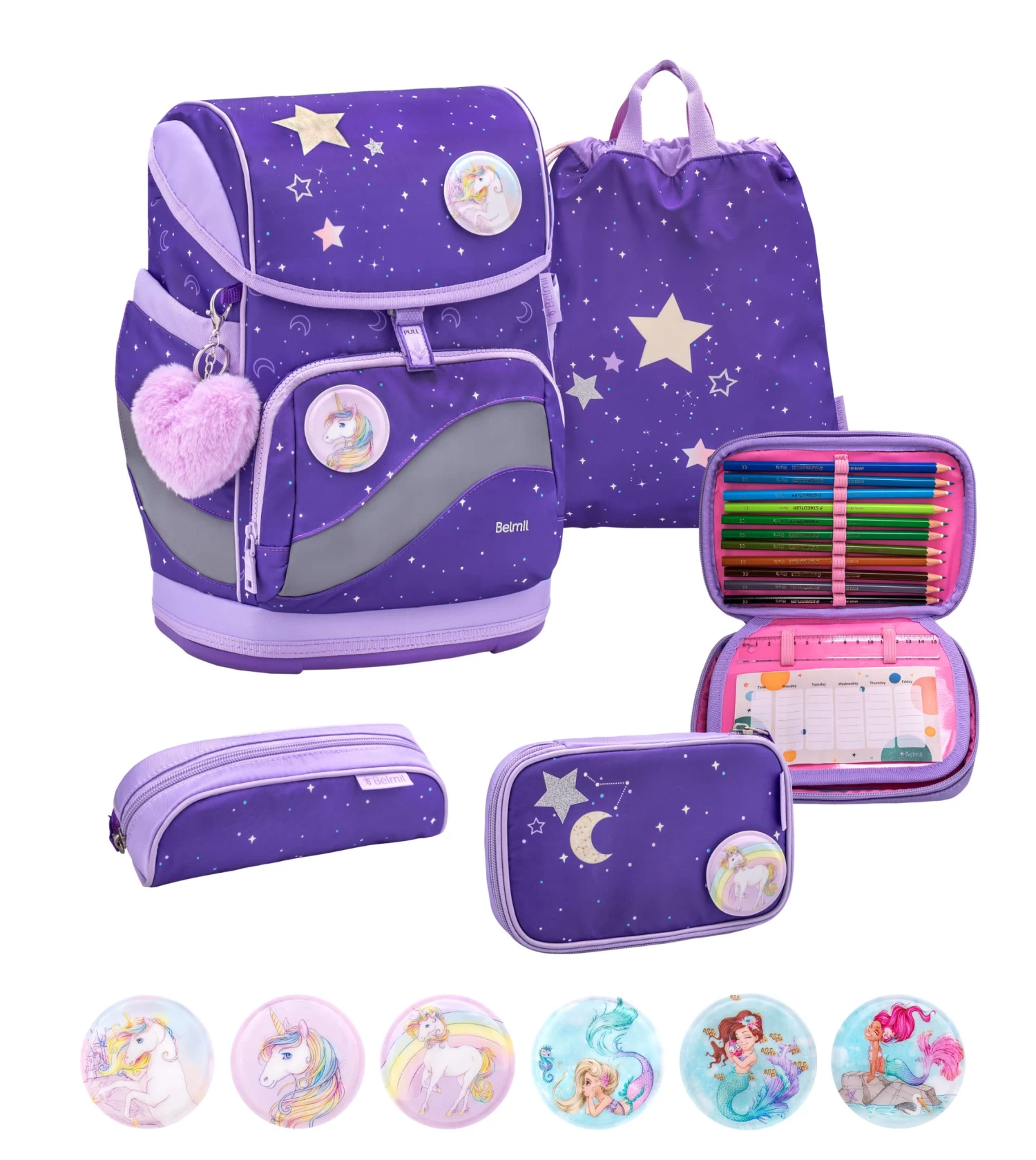 Premium Schulranzen-Set 5tlg. Smarty Plus "Dahlia" Lila Mit Brustgurt 2 Premium Schulranzen-Set 5tlg. Smarty Plus "Dahlia" Lila Mit Brustgurt