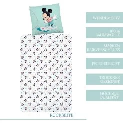 Kinder Bettwäsche-Set "Disney's Mickey Mouse, Pluto & Donald Duck" In Mint -Kinder Produkte Geschäft disney mickey mouse kinder bettwasche set disneys mickey mouse pluto and donald duck in mint 2