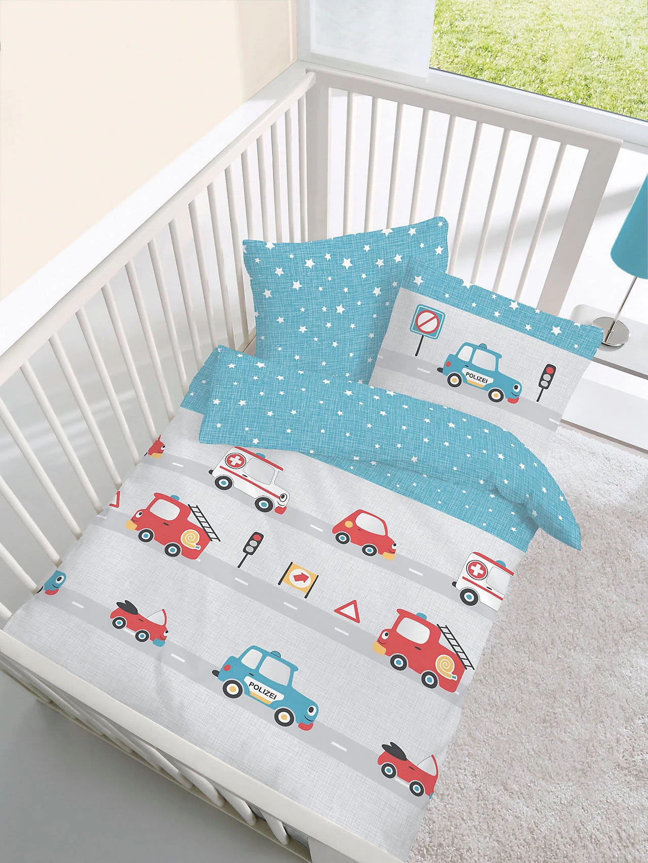 Kinderbettwäsche Autos, Renforcé, Blau, 100 X 135 Cm 4 Kinderbettwäsche Autos, Renforcé, Blau, 100 X 135 Cm – Bild 2