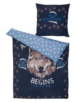 Bettwäsche-Set In Dunkelblau/ Hellblau