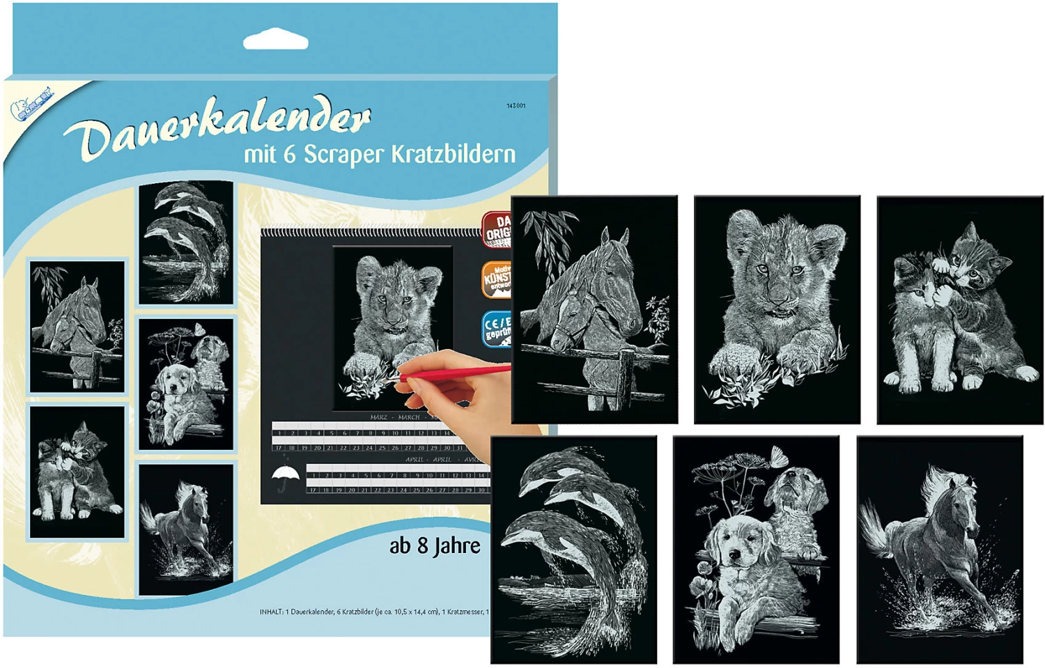 Dauerkalender Mit 6 Kratzbildern - Silber Tiere 1 4 Dauerkalender Mit 6 Kratzbildern - Silber Tiere 1 – Bild 2