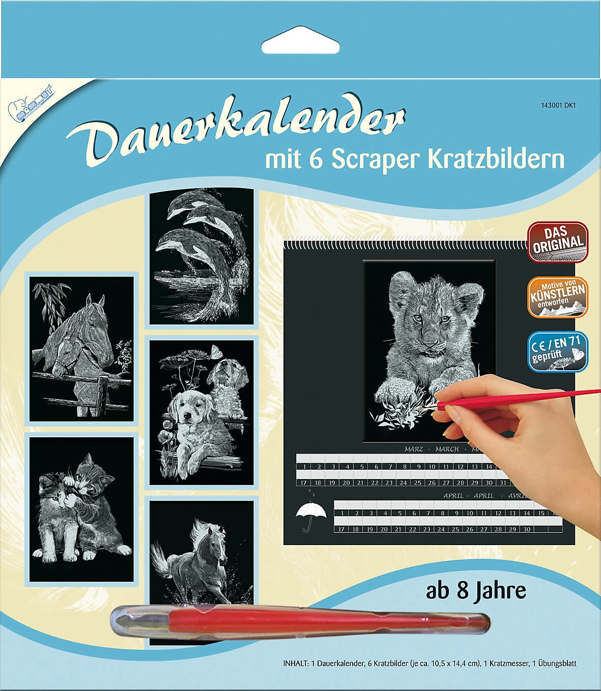 Dauerkalender Mit 6 Kratzbildern - Silber Tiere 1 3 Dauerkalender Mit 6 Kratzbildern - Silber Tiere 1