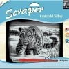 Scraper Silber Groß "Querformat" - Schneeleopard -Kinder Produkte Geschäft mammut spiel und geschenk scraper silber gross querformat schneeleopard