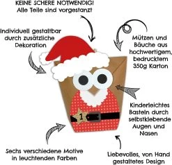 Adventskalender Eule Rot - Vorgestanzt - Mit Nikolaus-Mützen -Kinder Produkte Geschäft papierdrachen adventskalender eule rot vorgestanzt mit nikolaus mutzen 2