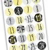 Adventskalender Zahlenaufkleber - Gelb-schwarz-grau