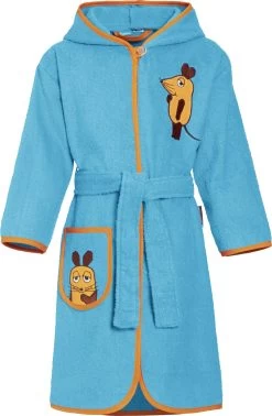 Playshoes Frottee-Bademantel DIE MAUS In Aquablau