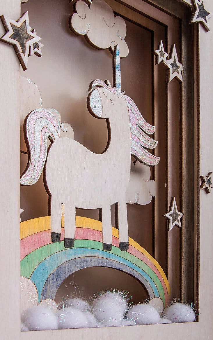 Holzbausatz 3D-Motivrahmen Einhorn, Natur, 20x30x6,5cm, 13-tlg. 5 Holzbausatz 3D-Motivrahmen Einhorn, Natur, 20x30x6,5cm, 13-tlg. – Bild 3