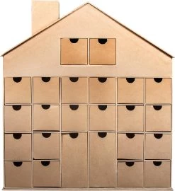 Pappmaché Adventskalender-Haus, 36 X 6,5 X 40 Cm
