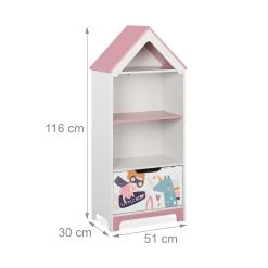 Kinderregal "Heldin" In Weiß/ Rosa - (B)51 X (H)116 X (T)30 Cm -Kinder Produkte Geschäft relaxdays kinderregal heldin in weiss rosa b 51 x h 116 x t 30 cm 3