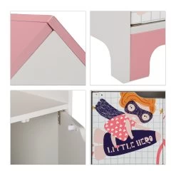 Kinderregal "Heldin" In Weiß/ Rosa - (B)51 X (H)116 X (T)30 Cm -Kinder Produkte Geschäft relaxdays kinderregal heldin in weiss rosa b 51 x h 116 x t 30 cm 6