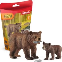 Schleich Wild Life 42473 Grizzlybär-Mutter Mit Jungem