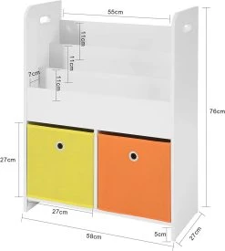 Bücherregal In Weiß - (B)58 X (H)76 X (T)27cm -Kinder Produkte Geschäft sobuy bucherregal in weiss b 58 x h 76 x t 27cm 3