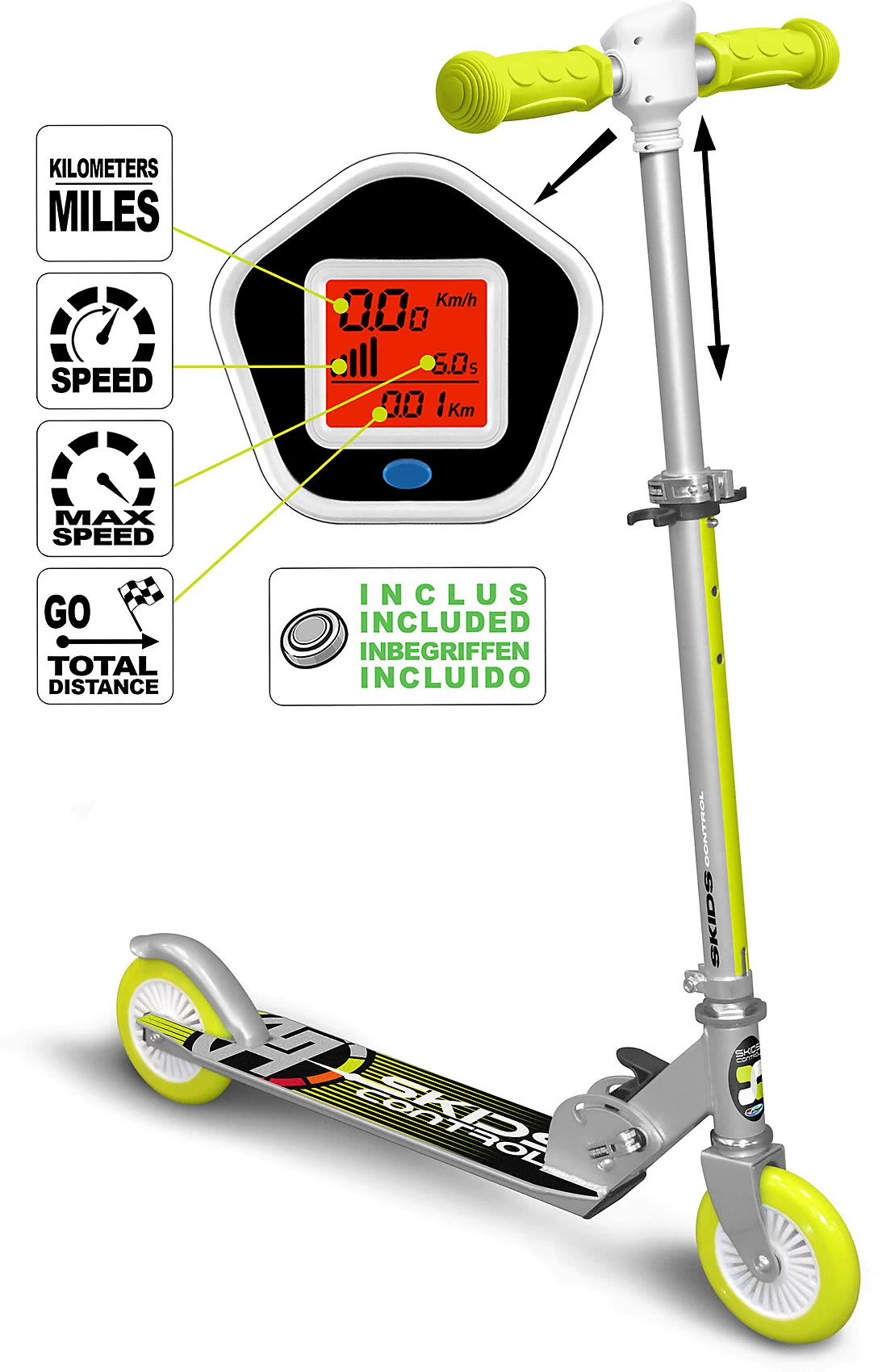 STAMP Zusammenklappbarer Scooter Speedometer SKIDS CONTROL, Grau 4 STAMP Zusammenklappbarer Scooter Speedometer SKIDS CONTROL, Grau – Bild 2